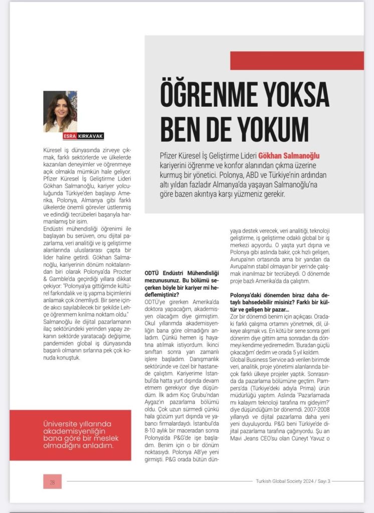 Turkish Global Society 2024 Issue 3, interview page 28