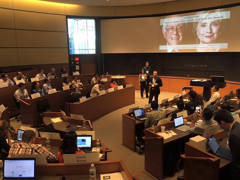 Speaking in a Yale University lecture hall